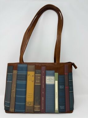 Yoshi Lichfield Bookworm Leather Shoulder Bag with Literary Classics